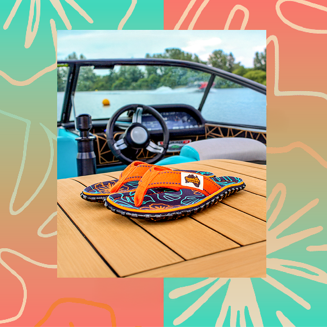 Islander Flip-Flops - Men's - Orange Hibiscus