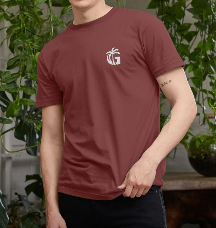 Gumbies G Chest Logo Red Wine/White - Unisex Organic Cotton T-Shirt