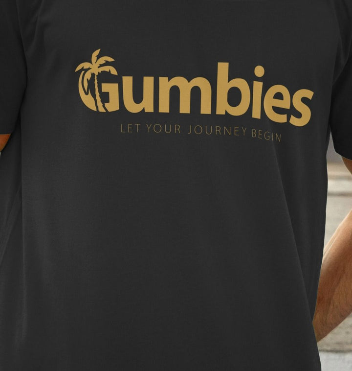 Gumbies Full Logo Black/Yellow - Unisex Organic Cotton T-Shirt