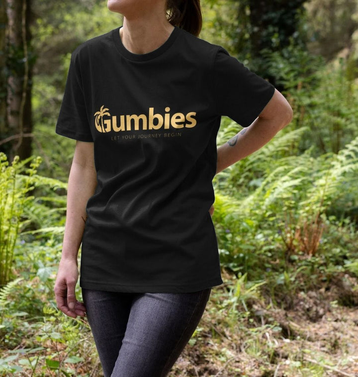 Gumbies Full Logo Black/Yellow - Unisex Organic Cotton T-Shirt