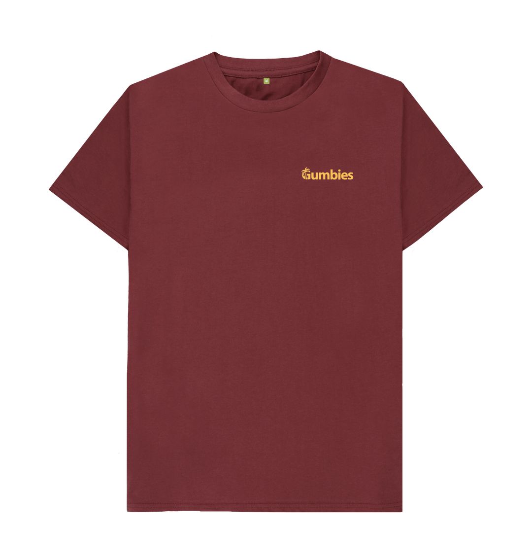 Red Wine Gumbies Small Full Logo Red Wine\/Yellow - Unisex Organic Cotton T-Shirt